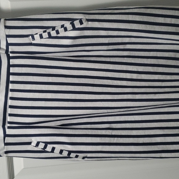 Striped Navy and White Dress with Pockets - Picture 3 of 4
